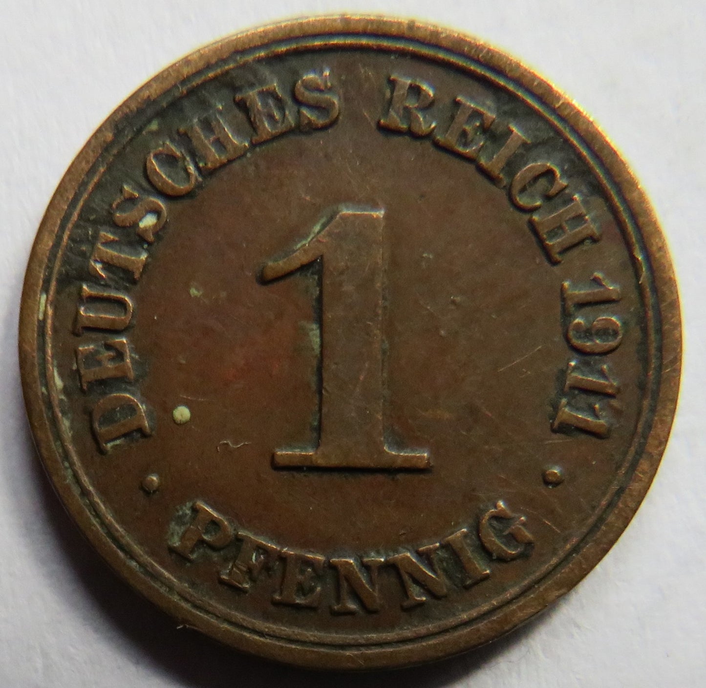 1911-F Germany One Pfenning Coin