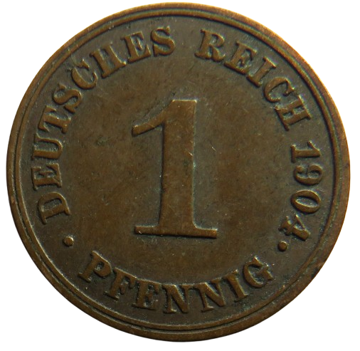 1904-J Germany One Pfenning Coin