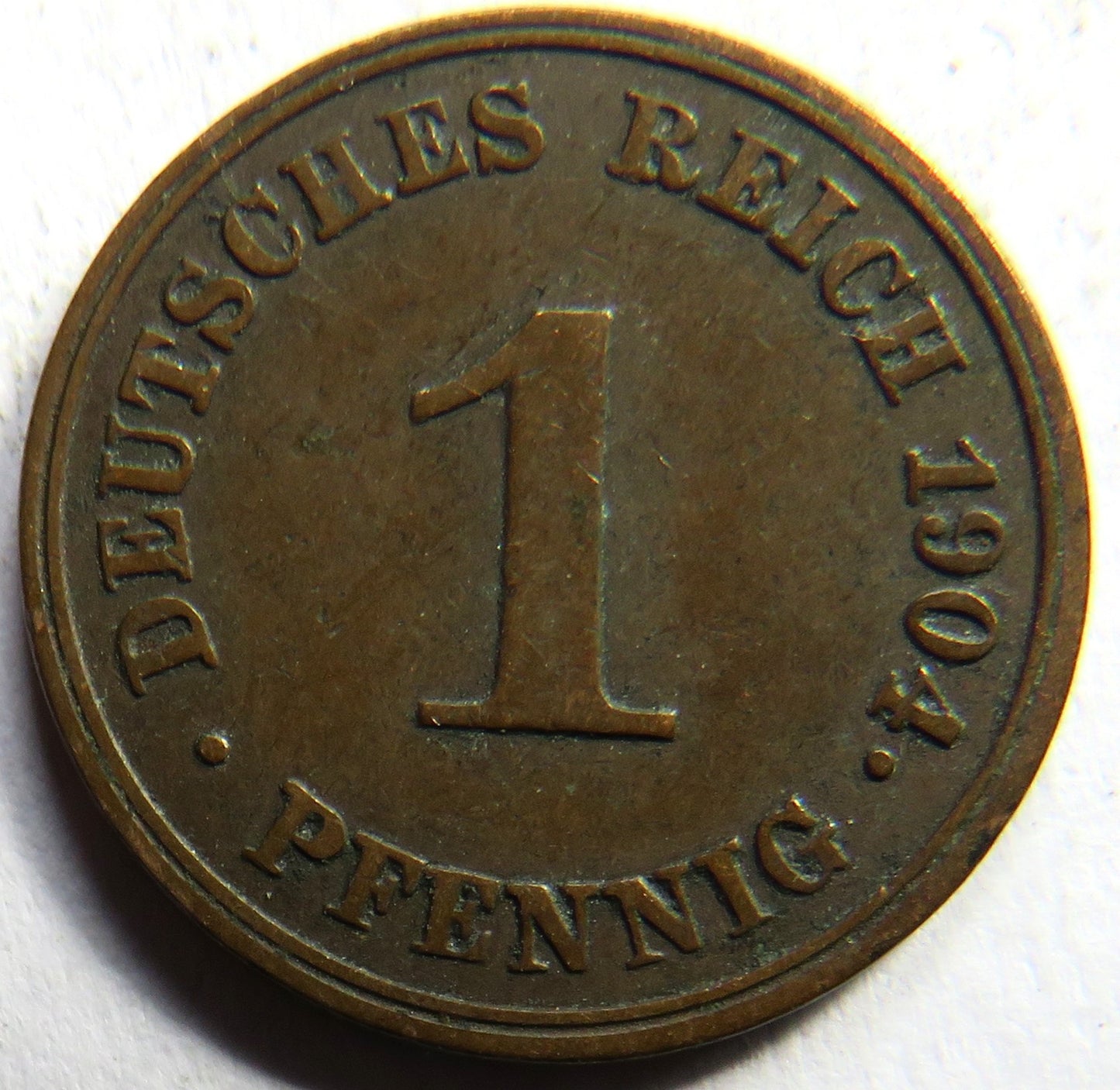 1904-J Germany One Pfenning Coin