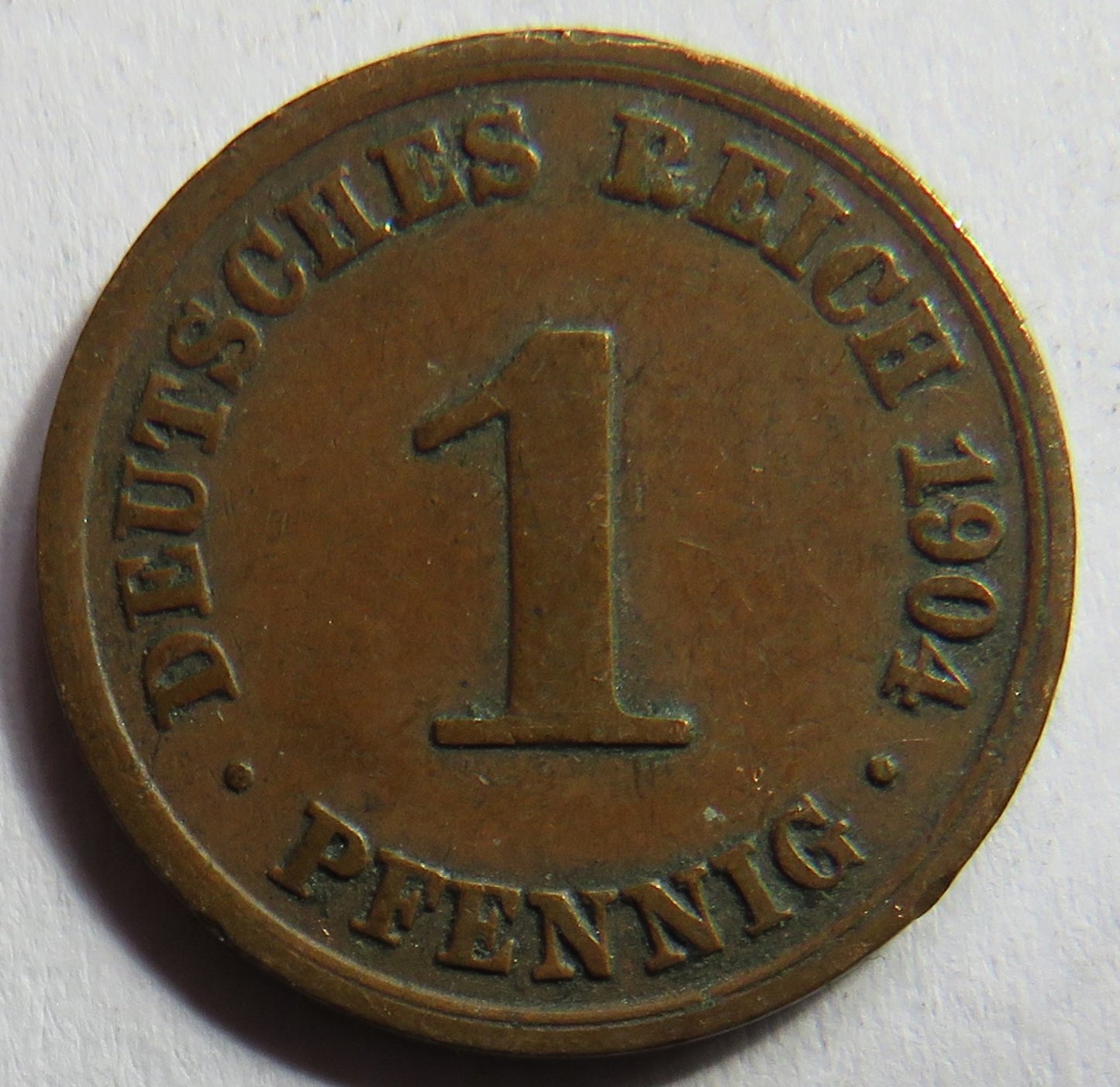 1904-A Germany One Pfenning Coin