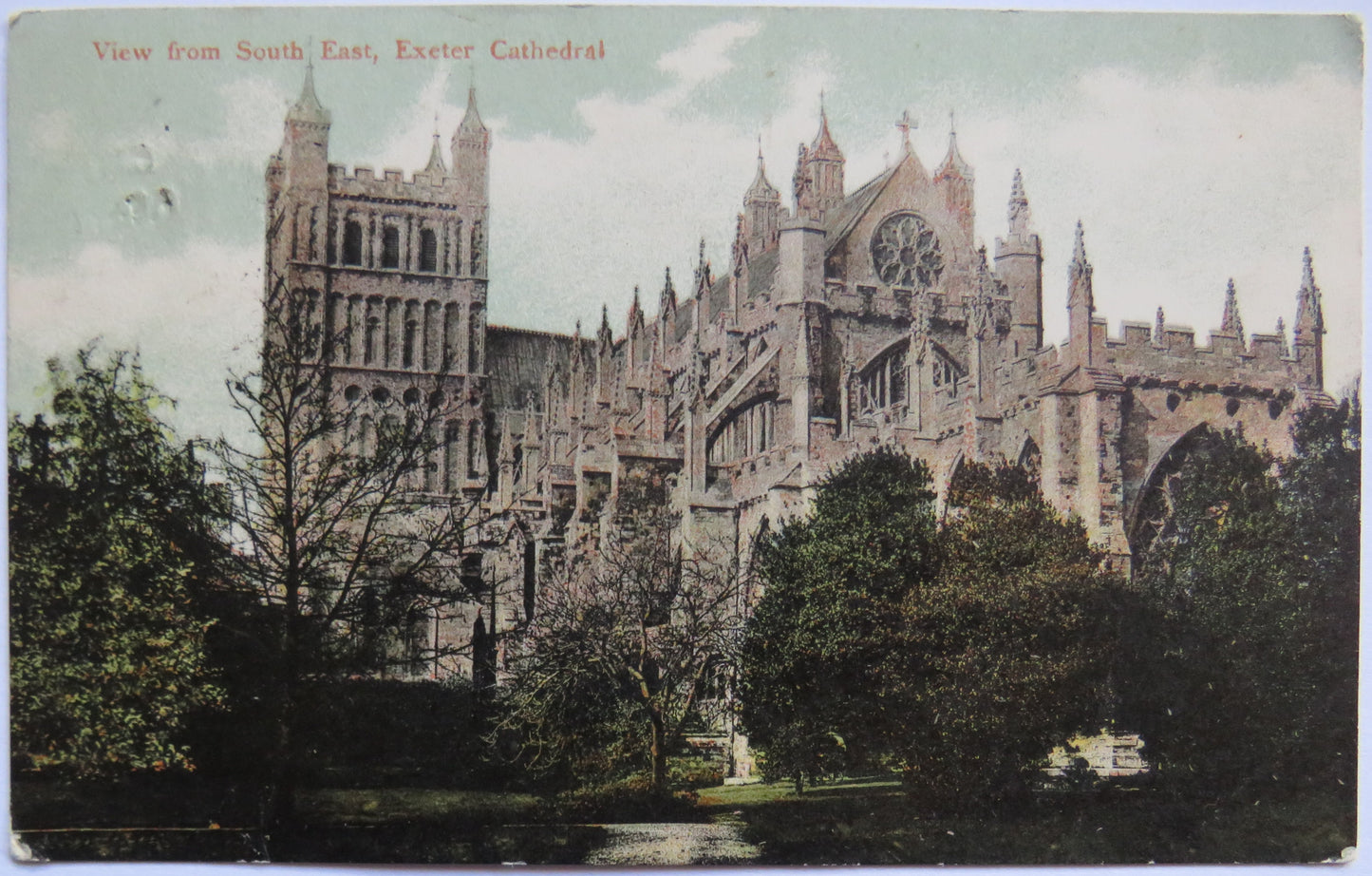 Vintage Postcard of View from South East, Exeter Cathedral, 1906