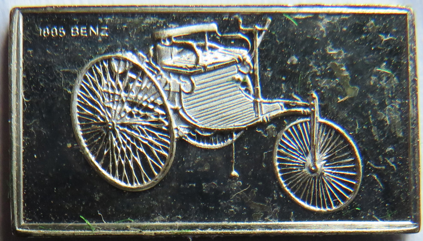 Small Sterling Silver Ingot Classic Cars 1885 Benz By John Pinches