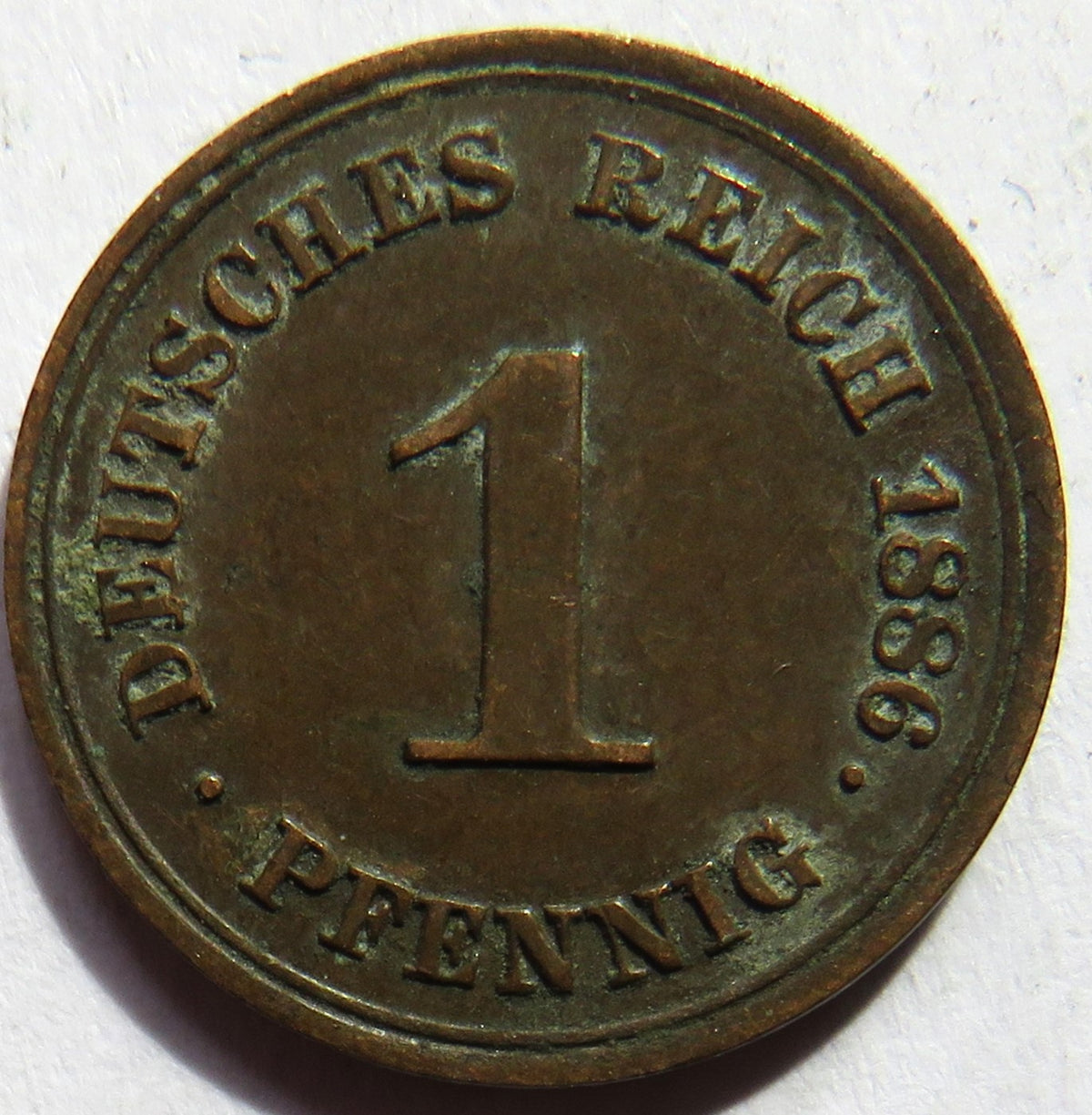 1886-A Germany One Pfenning Coin image 2