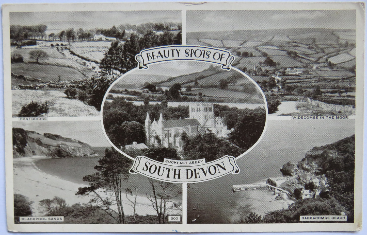 Vintage Multiview Postcard of Beauty Spots of South Devon, 1954
