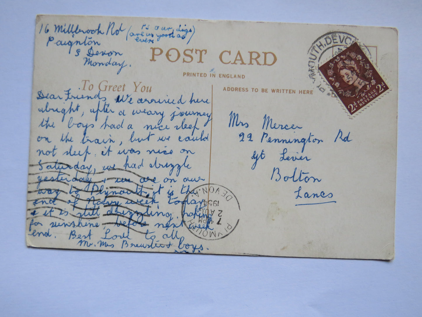 Vintage Multiview Postcard of Beauty Spots of South Devon, 1954