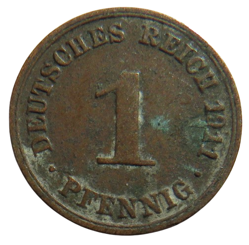 1911-A Germany One Pfenning Coin