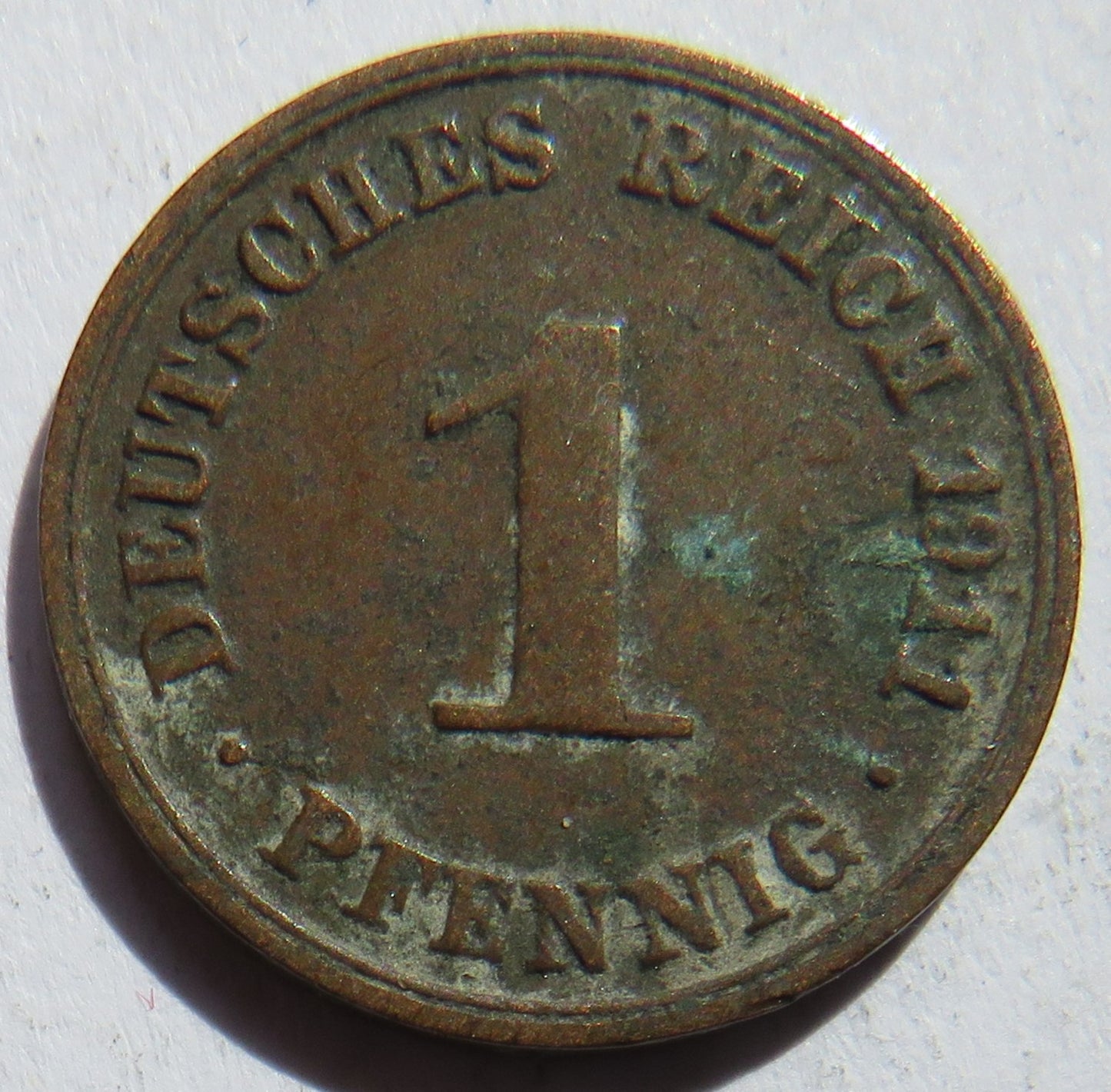 1911-A Germany One Pfenning Coin