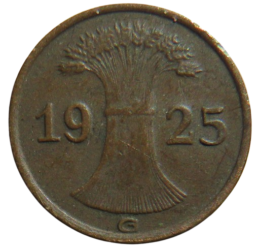 1925-G Germany - Weimar Republic Reichspfennig Coin