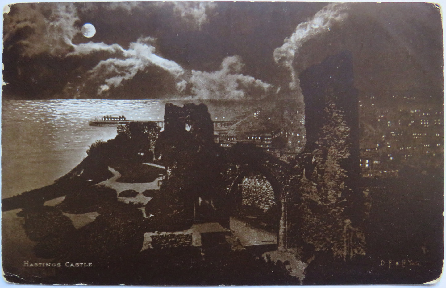Vintage Postcard of Hastings Castle, 1904