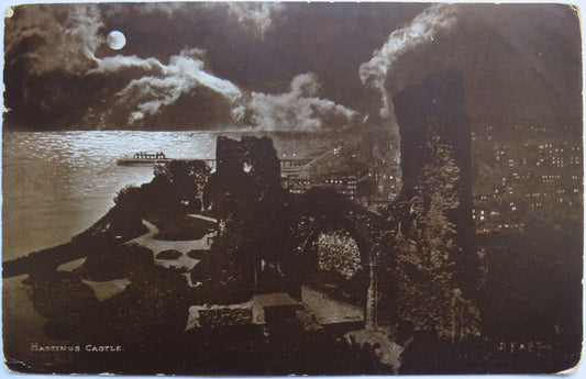 Vintage Postcard of Hastings Castle, 1904