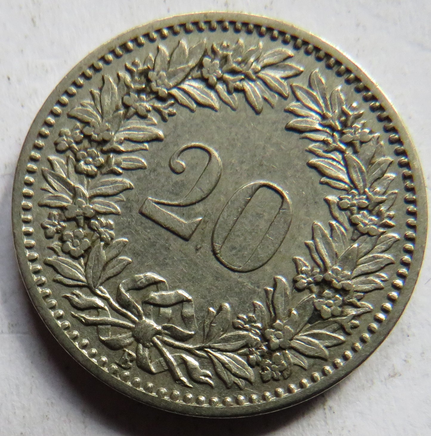 1893 Switzerland 20 Rappen Coin