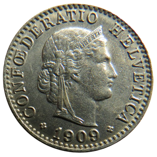 1931 Switzerland 20 Rappen Coin