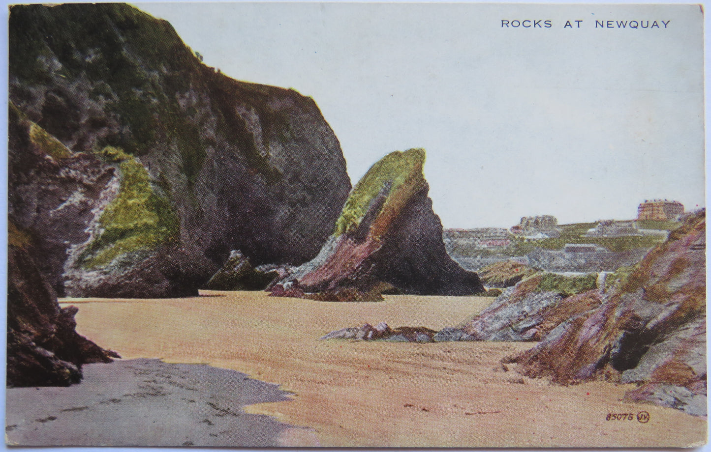 Vintage Postcard of Rocks at Newquay, 1925