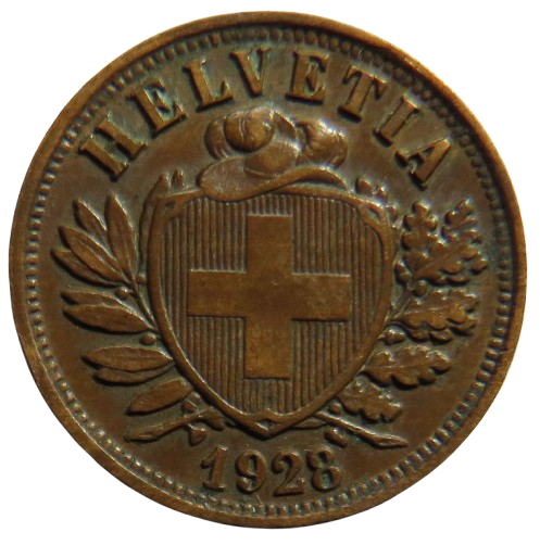 1928 Switzerland 2 Rappen Coin