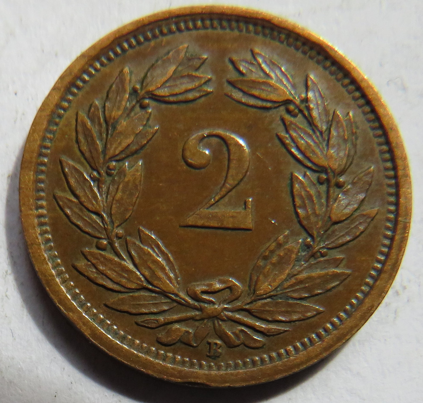 1928 Switzerland 2 Rappen Coin