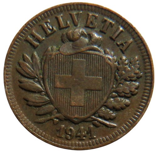 1941 Switzerland 2 Rappen Coin