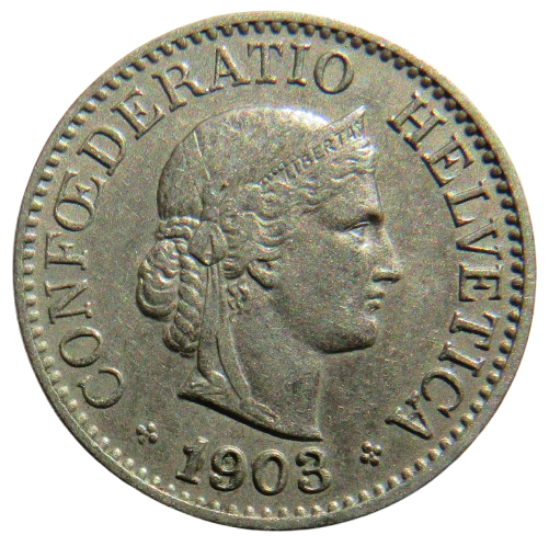 1903 Switzerland 10 Rappen Coin