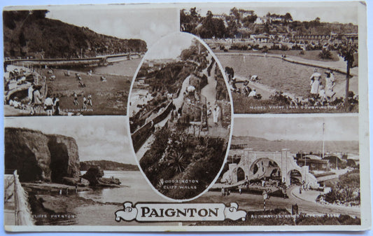 Vintage Multiview Postcard of Paignton, 1938