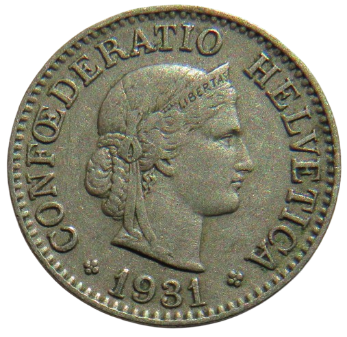 1931 Switzerland 10 Rappen Coin