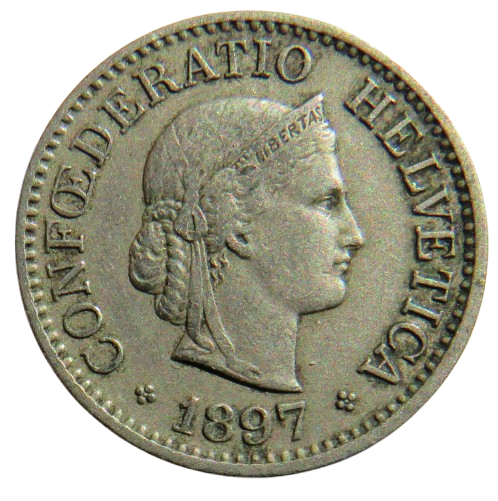 1897 Switzerland 10 Rappen Coin