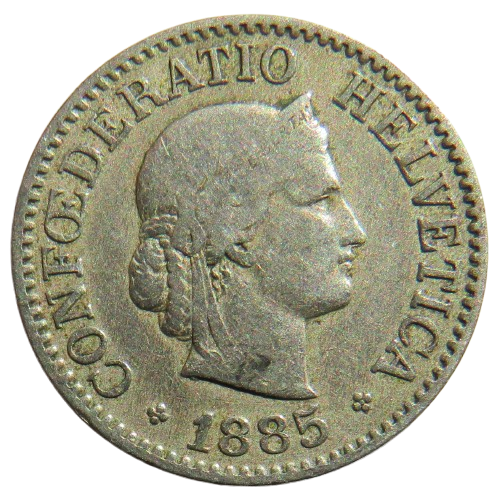1885 Switzerland 10 Rappen Coin