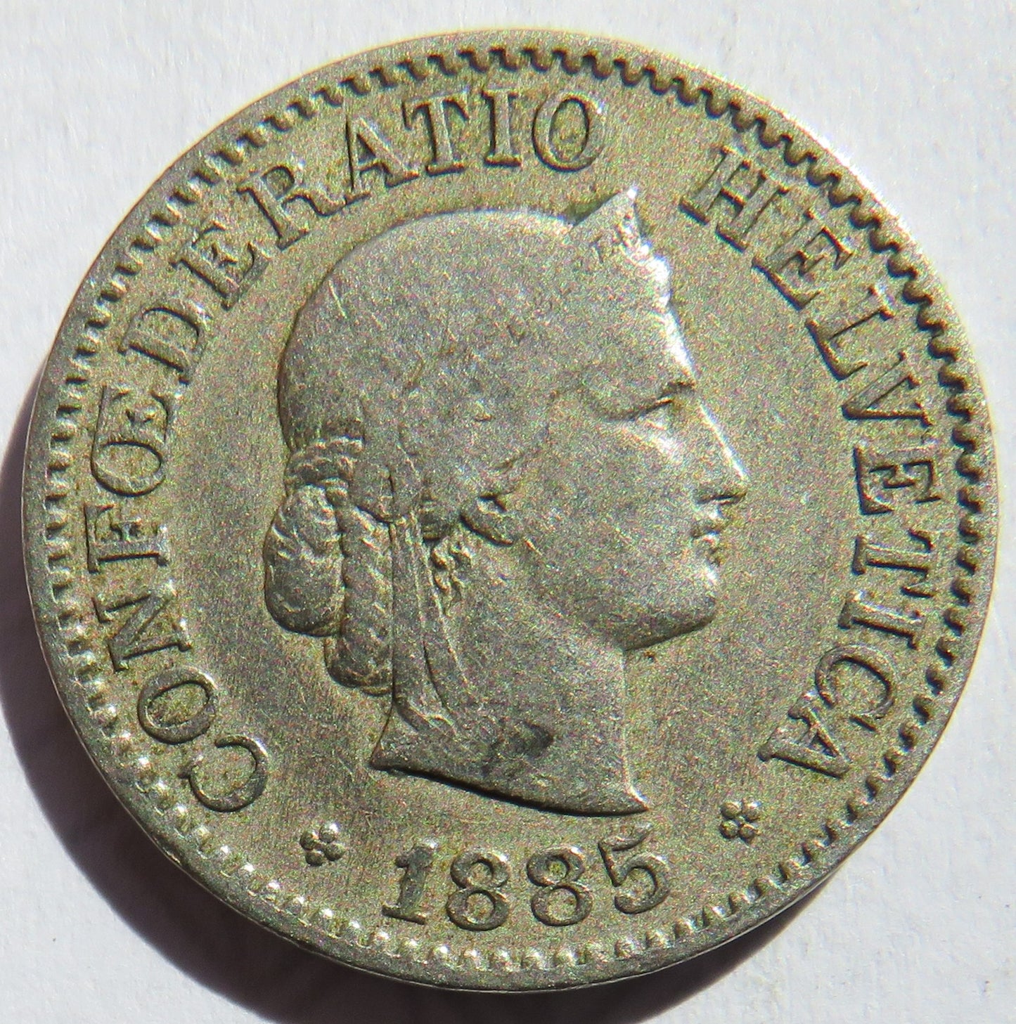 1885 Switzerland 10 Rappen Coin