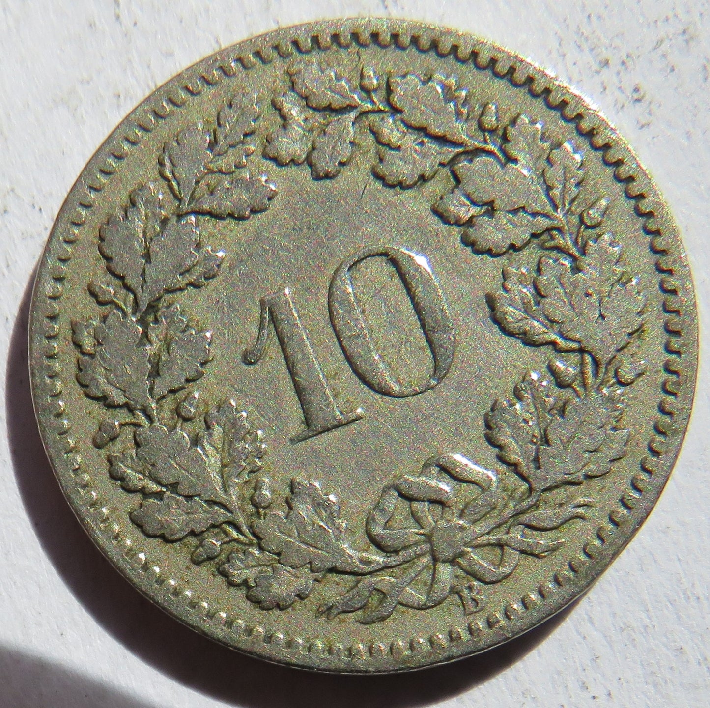 1885 Switzerland 10 Rappen Coin