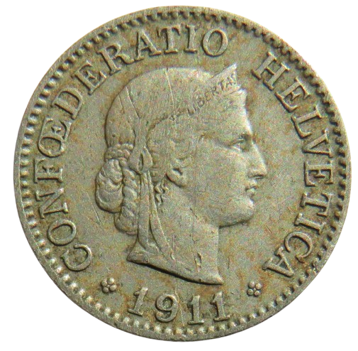 1911 Switzerland 10 Rappen Coin