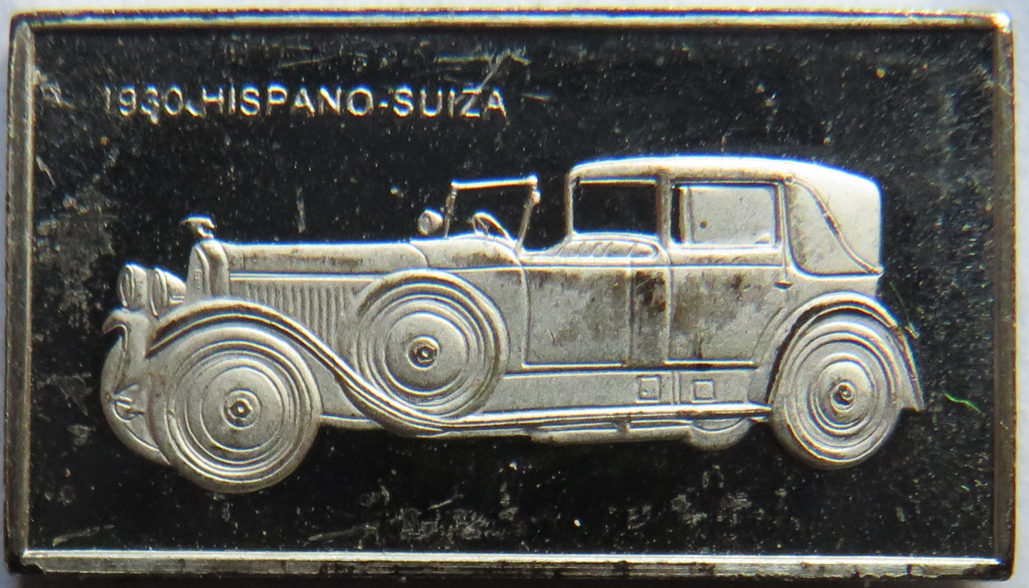 Small Sterling Silver Ingot Classic Cars 1930 Hispano-Suiza By John Pinches