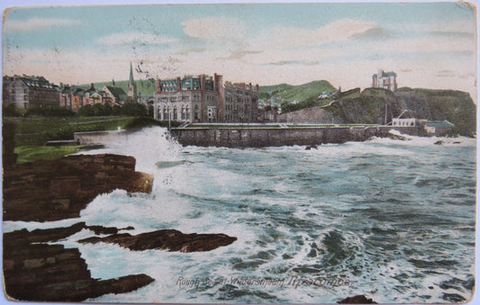 Vintage Postcard of Rough Sea at Wildersmouth, Ilfracombe, 1910