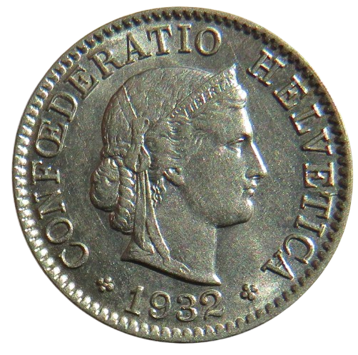 1932 Switzerland 5 Rappen Coin