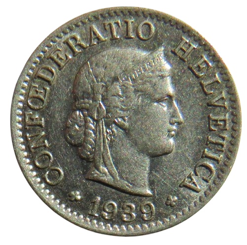 1939 Switzerland 5 Rappen Coin