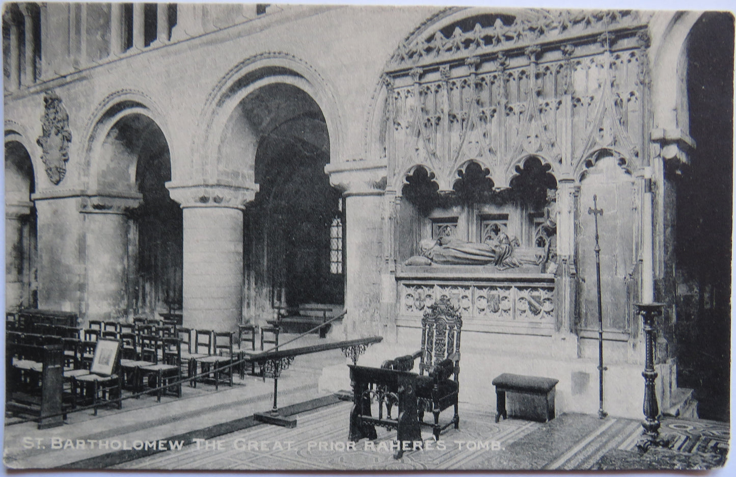 Vintage Postcard of St. Bartholomew The Great, Prior Raheres Tomb