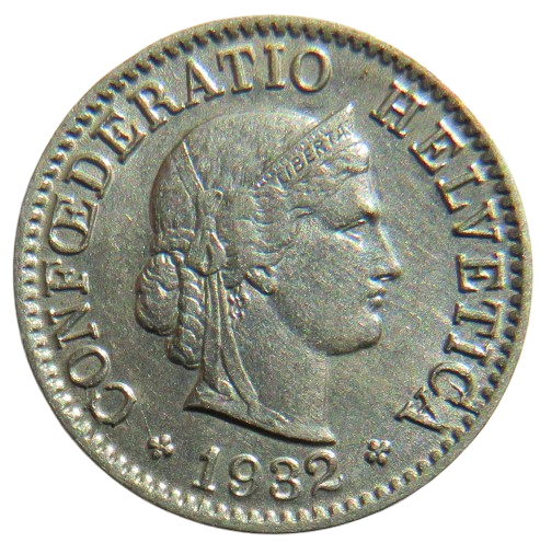 1932 Switzerland 5 Rappen Coin