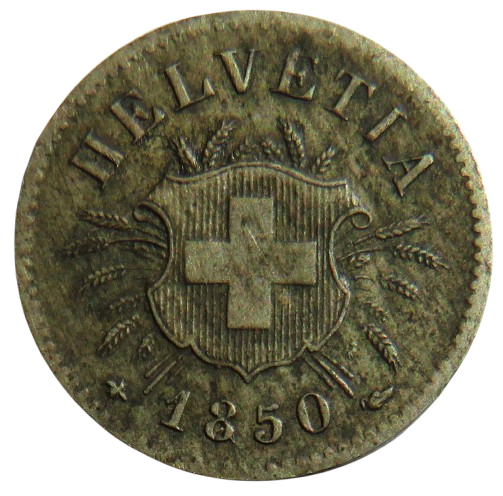 1850 Switzerland 5 Rappen Coin