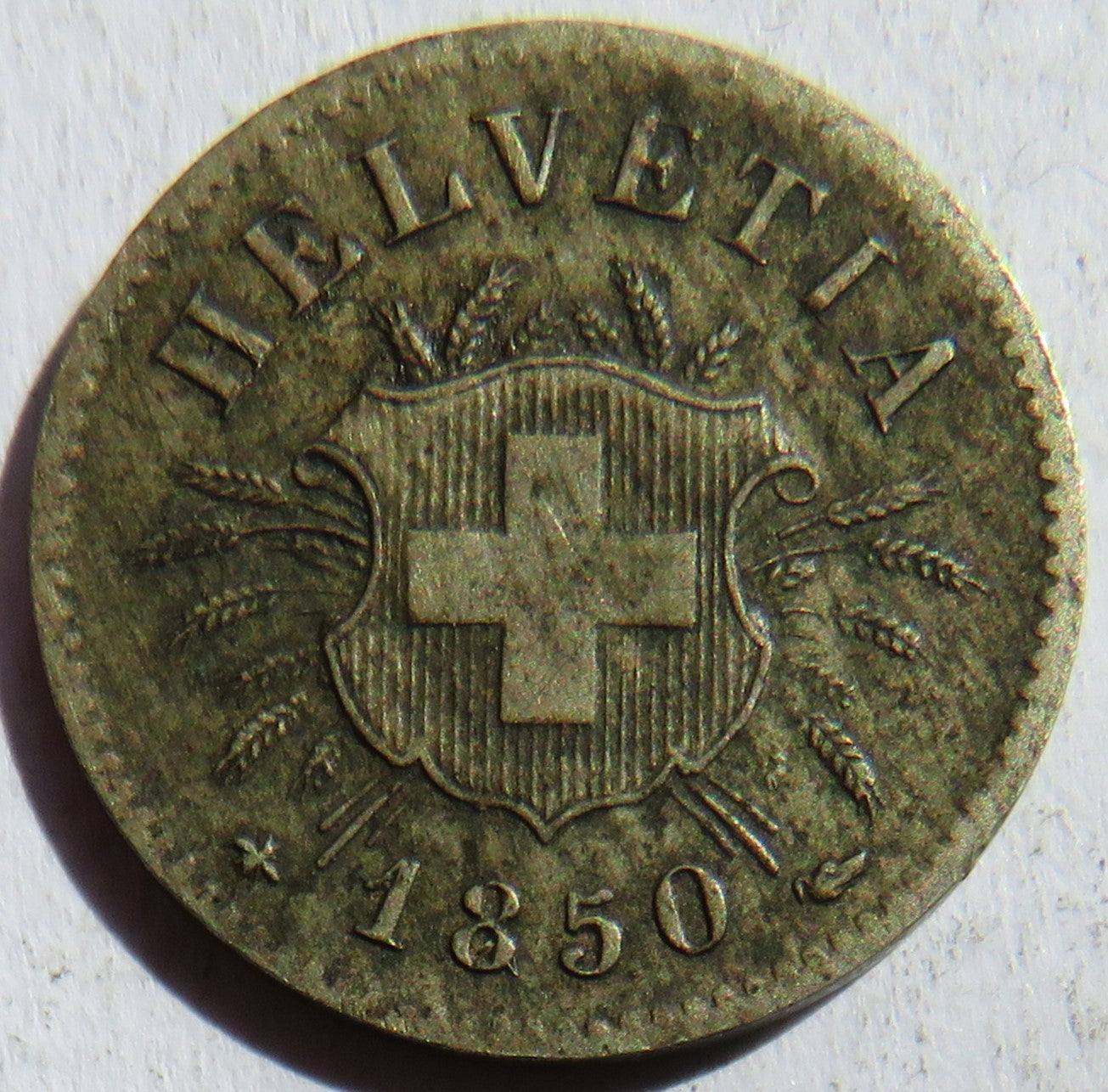 1850 Switzerland 5 Rappen Coin