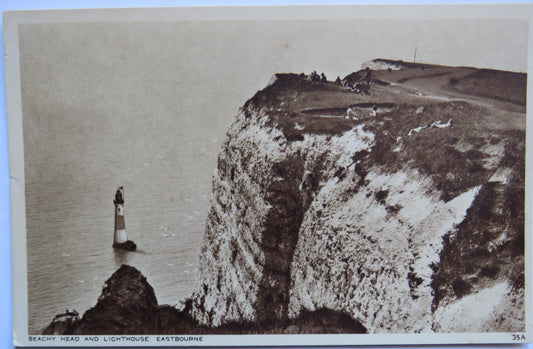 Vintage Postcard of Beachy Head and Lighthouse, Eastbourne