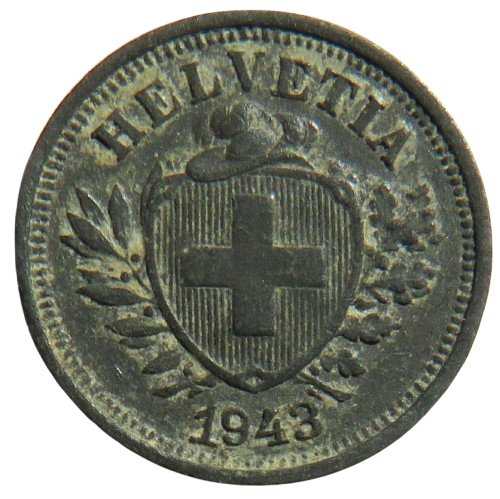 1943 Switzerland One Rappen Coin