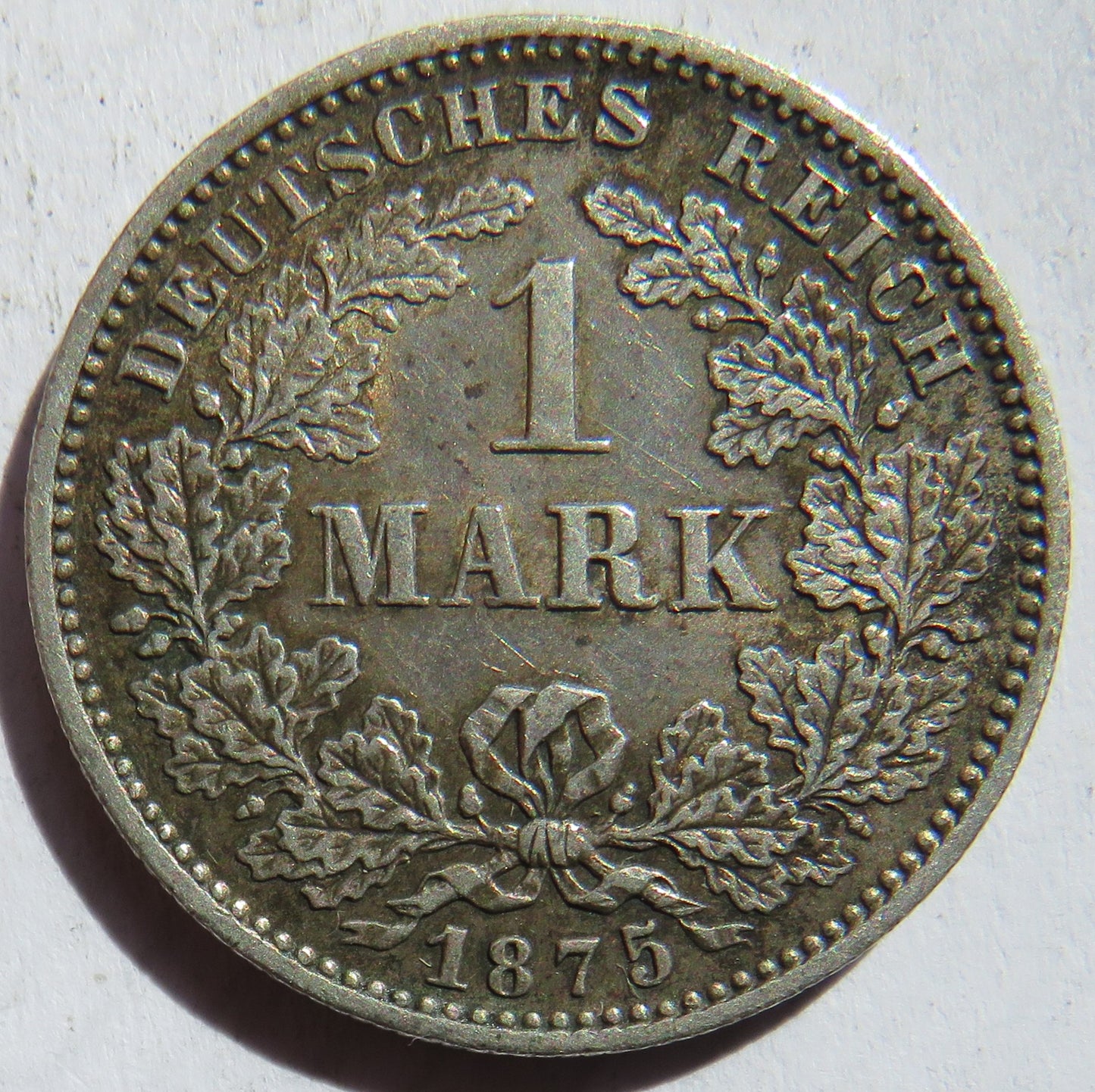 1875-G Germany Silver One Mark Coin