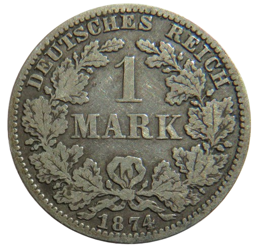 1874-A Germany Silver One Mark Coin
