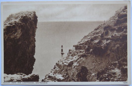 Vintage Postcard of Beachy Head and Lighthouse, Eastbourne