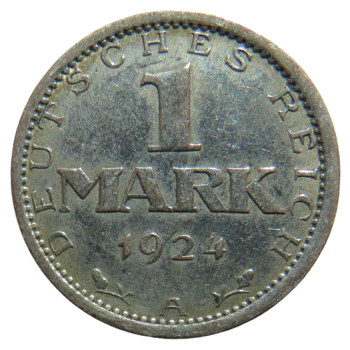 1924-A Germany Silver One Mark Coin