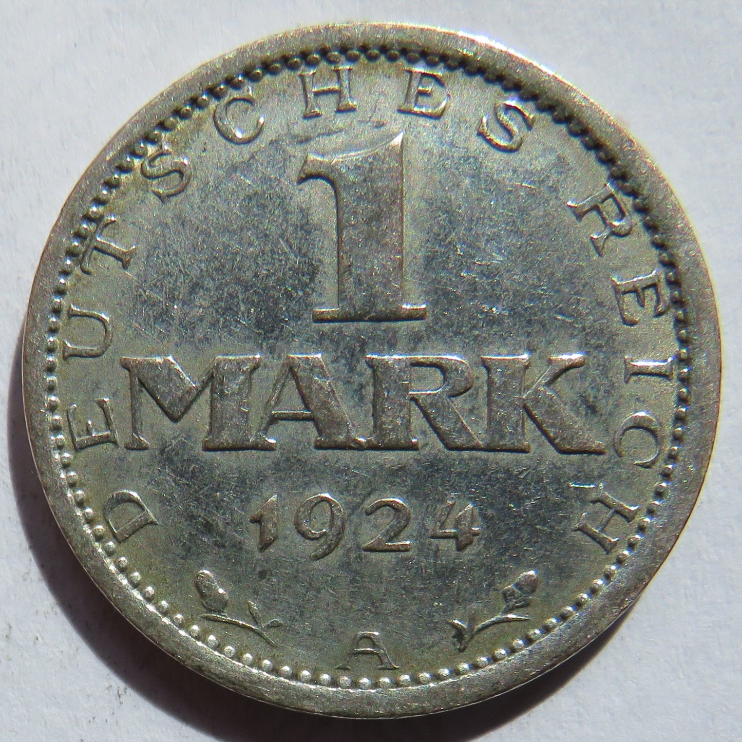 1924-A Germany Silver One Mark Coin