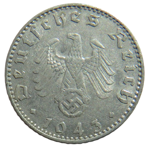 1943-J Germany 50 Reichspfennig Coin