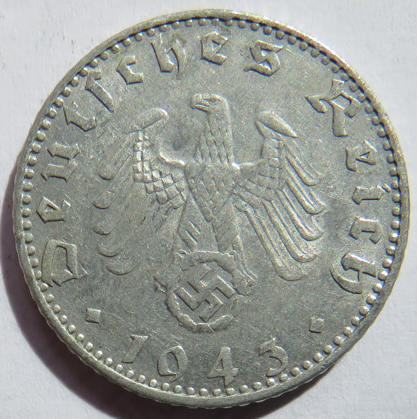 1943-J Germany 50 Reichspfennig Coin