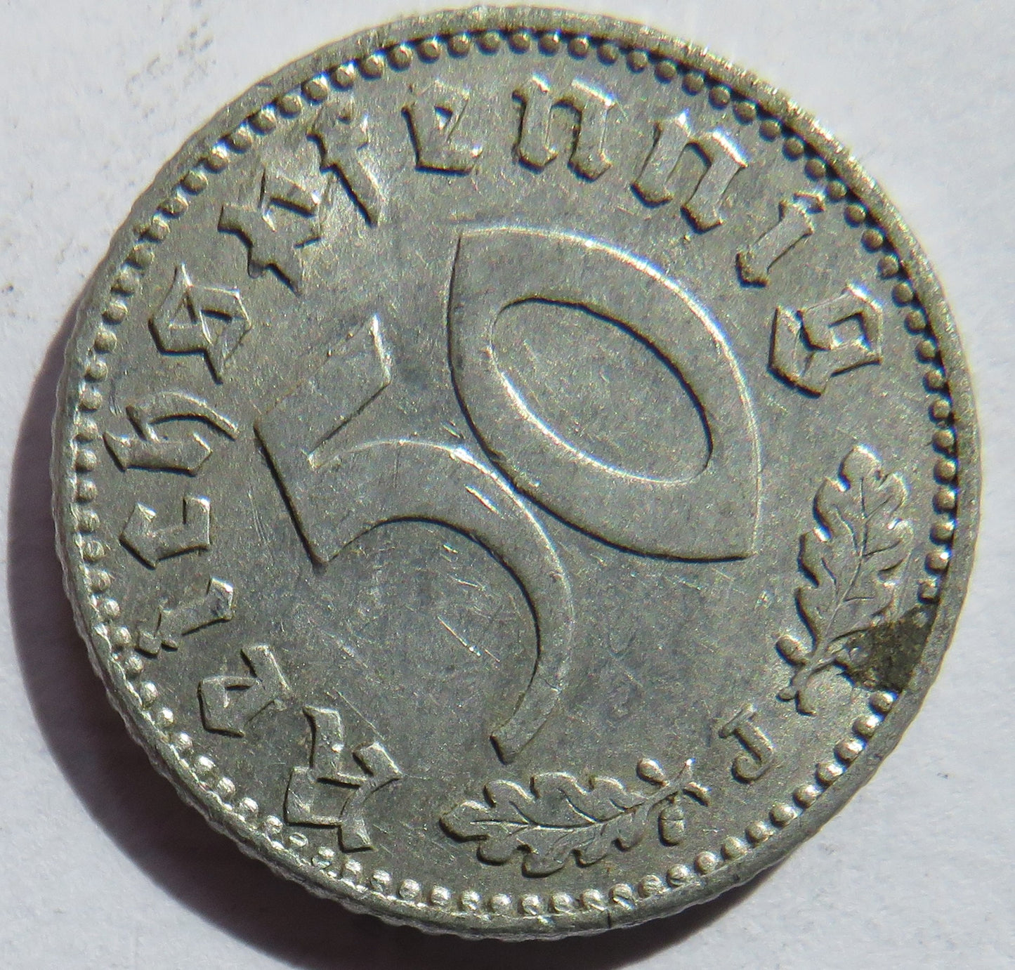 1943-J Germany 50 Reichspfennig Coin