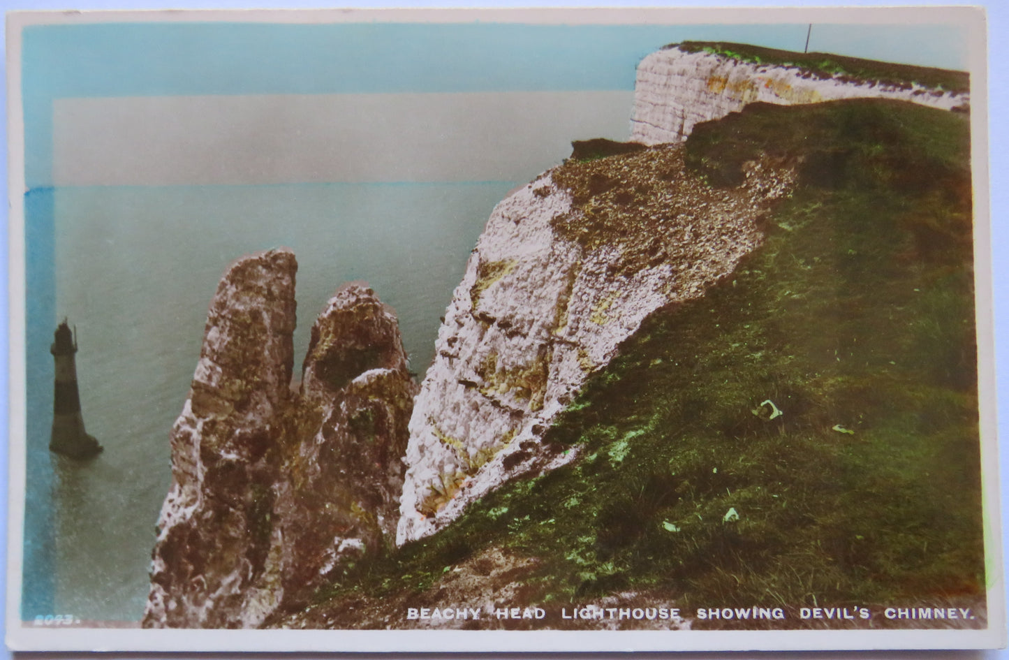 Vintage Postcard of Beachy Head Lighthouse Showing Devil's Chimney