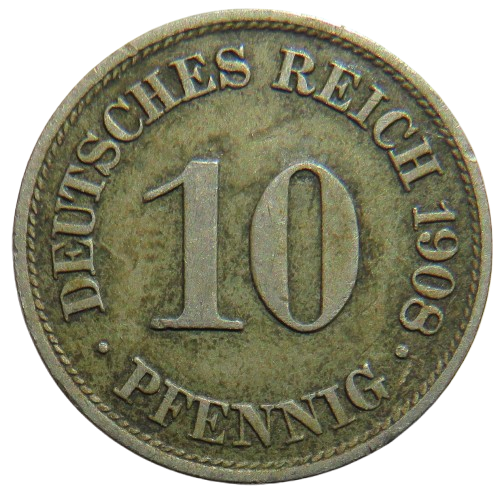 1908-A Germany 10 Pfennig Coin