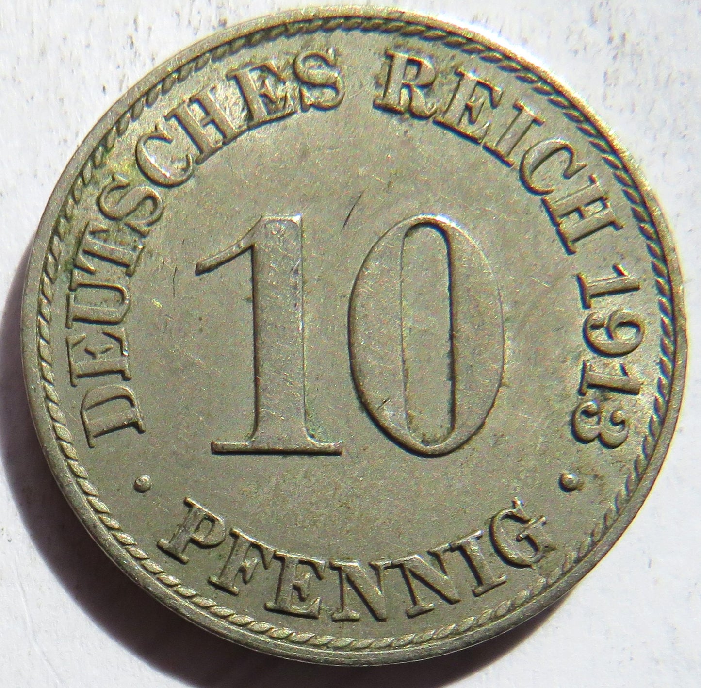 1913-A Germany 10 Pfennig Coin