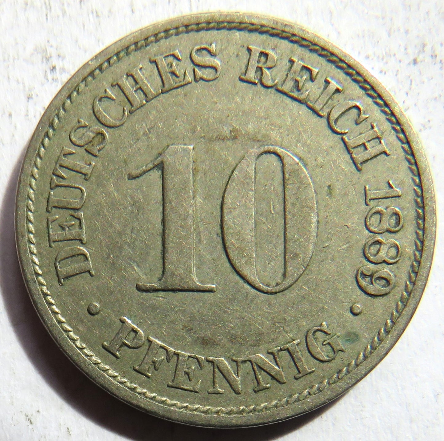 1889-J Germany 10 Pfennig Coin